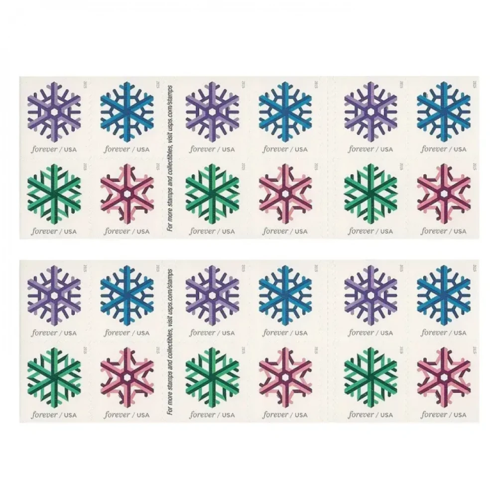 (2015) USPS Geometric Snowflakes Forever Postage Stamps